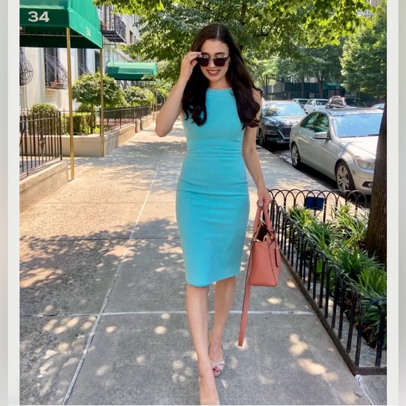 Black Halo Dresses & Skirts - Black Halo Aqua Sheath Dress